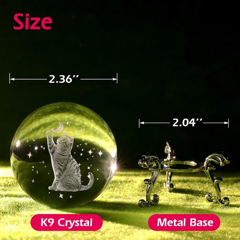 ZRENJHUS Cat Lover Gifts for Women 3D Cat Crystal Ball Themed Gift Mom Birthday Kitty Laddy Gift for Christmas Mothers Day - Image 5